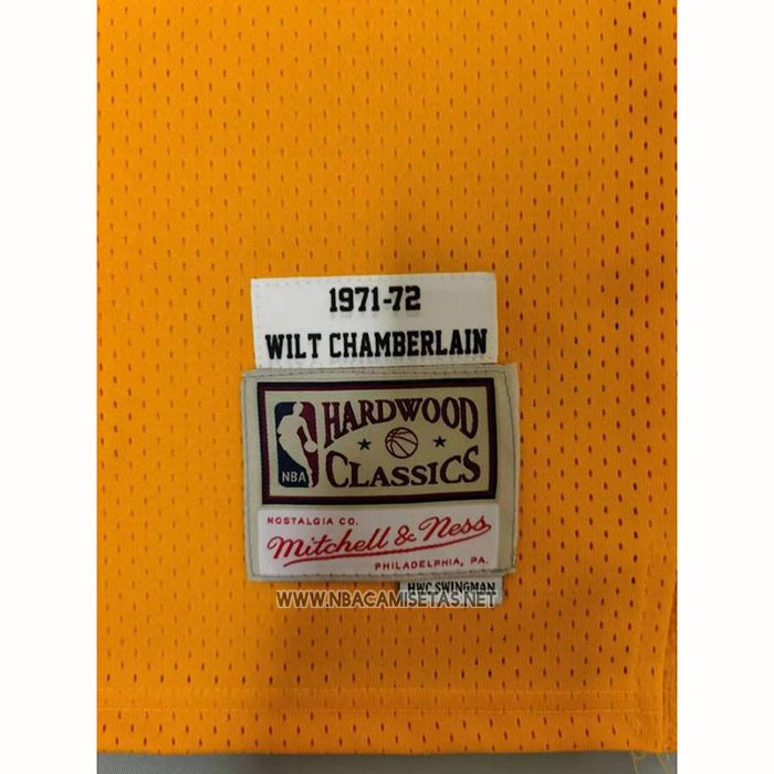 Camiseta Los Angeles Lakers Wilt Chamberlain NO 13 Mitchell & Ness 1971-72 Amarillo